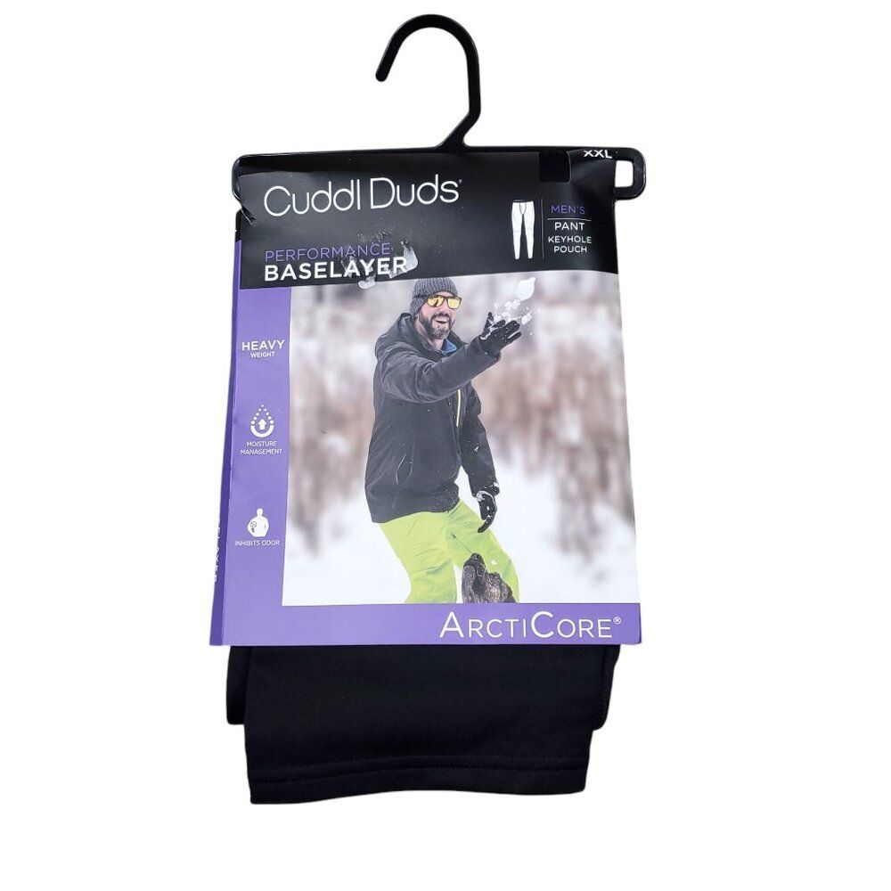 Cuddl Duds Men's Performance Baselayer Black Arcticore Thermal Pants Keyhole XXL